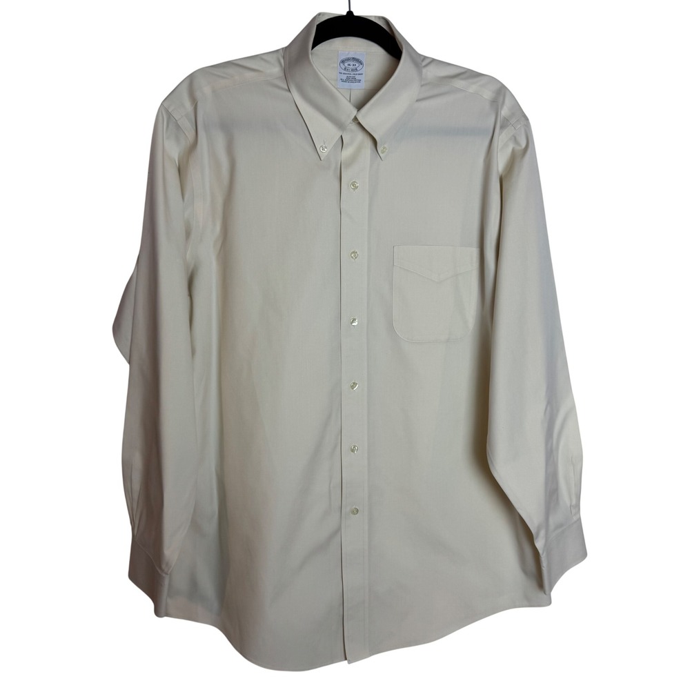 Brooks‎ Brothers Slim Fit 16-33 Non-Iron Supima Light Yellow Cotton Shirt